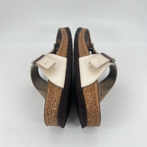 Birkenstock Gizeh Women Size 7 White Birko Flor Leather Thong T Strap Sandal - Picture 7 of 12